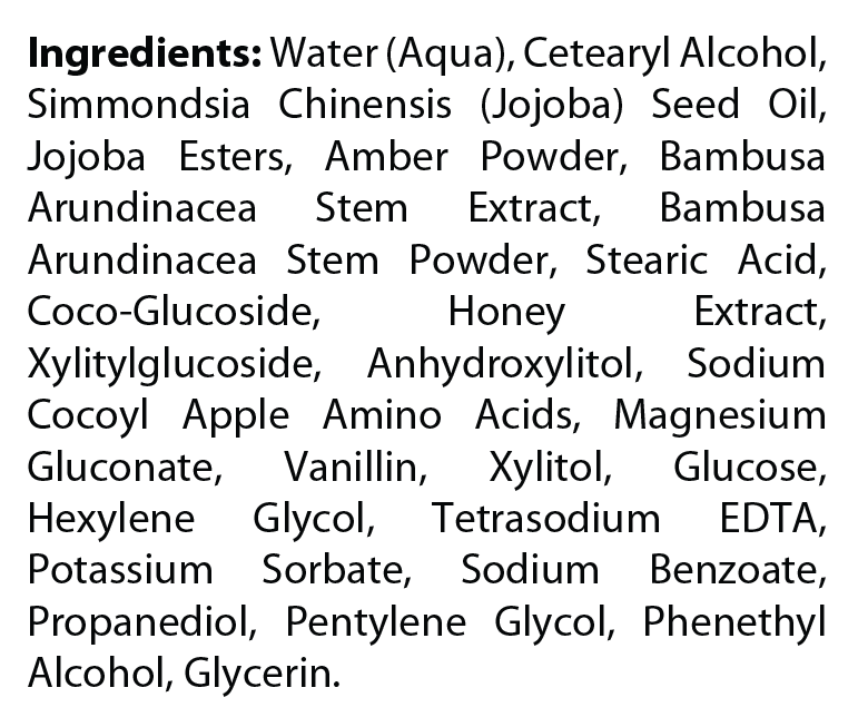 Honey & Bamboo Exfoliating Cleanser Supplement Facts panel
